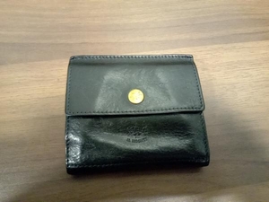 IL BISONTE ブラック イルビゾンテ 二つ折り財布 c0910 レザー ゴールド Wホック メンズ レディース ユニセックス 付属品なし