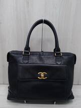 シャネル　CHANEL／キャビアスキン 36***64／トートバッグ　黒　鑑定書付_画像2