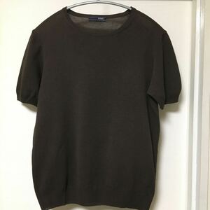 ◆【人気】BEAMS F ビームス F / コットンクルーネックイタリア製ニットT D.BROWN 46size