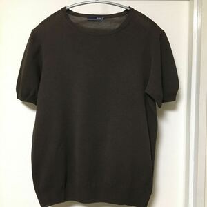 *[ popular ]BEAMS F Beams F / cotton crew neck Italy made knitted T D.BROWN 46size