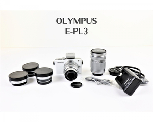 OLYMPUS E-PL3 オリンパス デジタル ミラーレス カメラ ホワイト 1230万画素 本体 バッテリー 充電器 ケーブル レンズ 010FPGE73