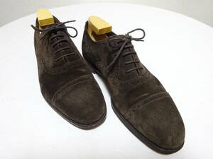 GRENSON　グレンソン　セミブローグシューズ　スエードレザーシューズ　ダークブラウン　ENGLAND製　8/8.5F　26.5cm-27cm