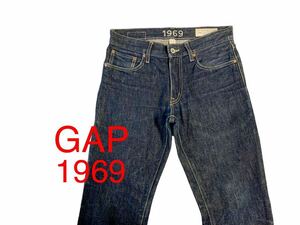 色落ち抜群 GAP 名作 1969 デニムパンツ ヒゲ落ち ハチの巣 W30 スリム ストレート 濃紺 ギャップ JEANS インディゴ Gパン デニム