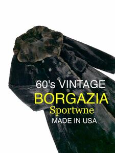 極美 60's VINTAGE USA製 BORGAZIA sportowne フェイクファー ムートン ロング コート ロングコート 60年代 ビンテージ ミンク調