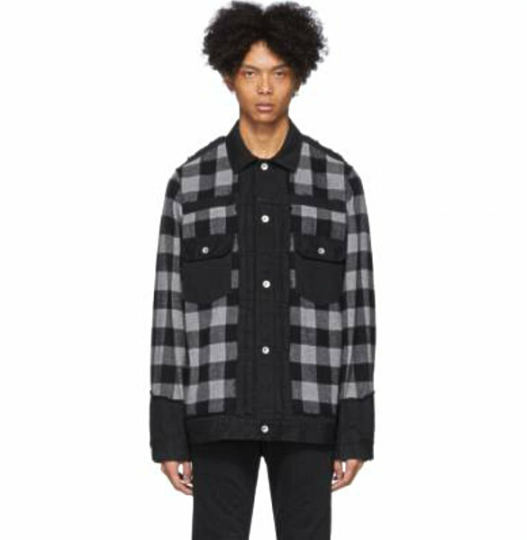 新品★送料無料★定価75900円★sacai サカイ★デニムフランネル切替切りっぱなしデニムジャケット1★黒★型番20-02265M★ジージャンGジャン