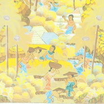 1980年代 バリ絵画 バリアート 作者不明 キャンバス地 綿密画 バリの人々を描いた物 はっきりした線と多彩な色が特徴　MEK412_画像4