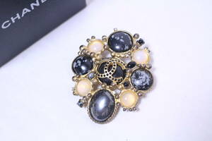 4L1117[ genuine article guarantee ] Chanel brooch color stone fake pearl here Mark Logo Gold 01A CHANEL