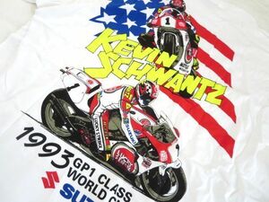 デッドストック未使用品 スズキ公式SUZUKIオフィシャル93年ケビンシュワンツラッキーストライクスズキ優勝記念Tシャツ#2USA製オニータ