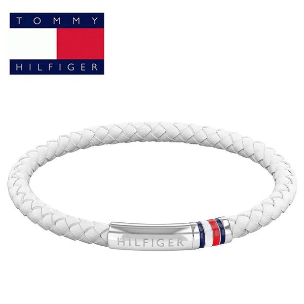 トミーヒルフィガー tommy hilfiger トミー 本革 レザー ブレスレット 革 イントレチャート 2790405 ホワイト 白 メンズ シンプル アクセ