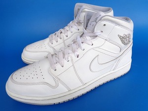 11985■15年製 NIKE AIR JORDAN 1 MID ナイキ エア ジョーダン ミッド 白 ホワイト 29.5 cm 554724-112 大きめ