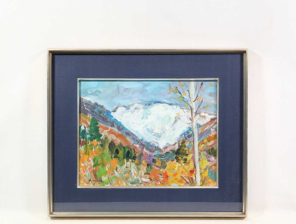 Genuine work by Kazu Inoue, oil painting Fresh snow on Mt. Tanigawa size F6, from Ehime Prefecture, judge of the Nitten Exhibition, passionate painter, influenced by Van Gogh, famous peaks of the snow-capped Tanigawa mountain range on the mountains with colorful autumn leaves, 6806, Painting, Oil painting, Nature, Landscape painting