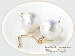 ◇◆+angelo+K14GF コットンパールの一粒ピアス(p-284)リッチホワイト 10mm　※在庫限り