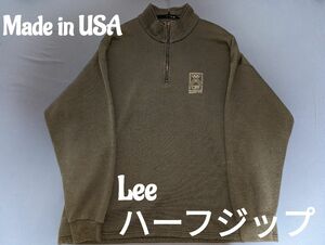 Lee ハーフジップ カーキ 緑 長野オリンピック ワンポイント刺繍 Made In USA アメリカ Heavy Weight 