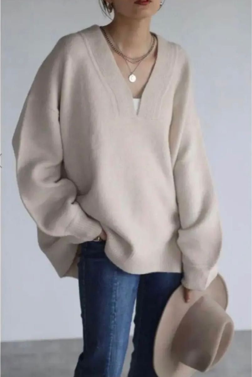 供え 美品 Whim Gazette シャギーニットセーター グレー F WB1423