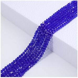 3本組 3mm そろばんビーズ クリスタルガラス 青色