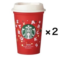 限定！新品　２個セット　赤色　リユーザブルカップ　２０２２　STARBUCKS スターバックス　ホリデー　エコ　エコタンブラー_画像1