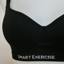 【L】スポブラセット　スポーツブラジャー＋ショーツ 黒　0590Ex　SMART　EXERCISE　ブラック　綿混　カップ内蔵　ノンワイヤ　かぶり_画像4