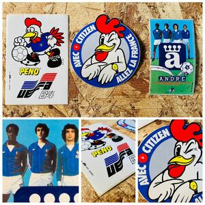 80' vintage soccer FRANCE stickers×3◆ビンテージサッカーフランス代表スポンサー◆レア希少◆当時レトロステッカー◇PENOANDRECITIZEN