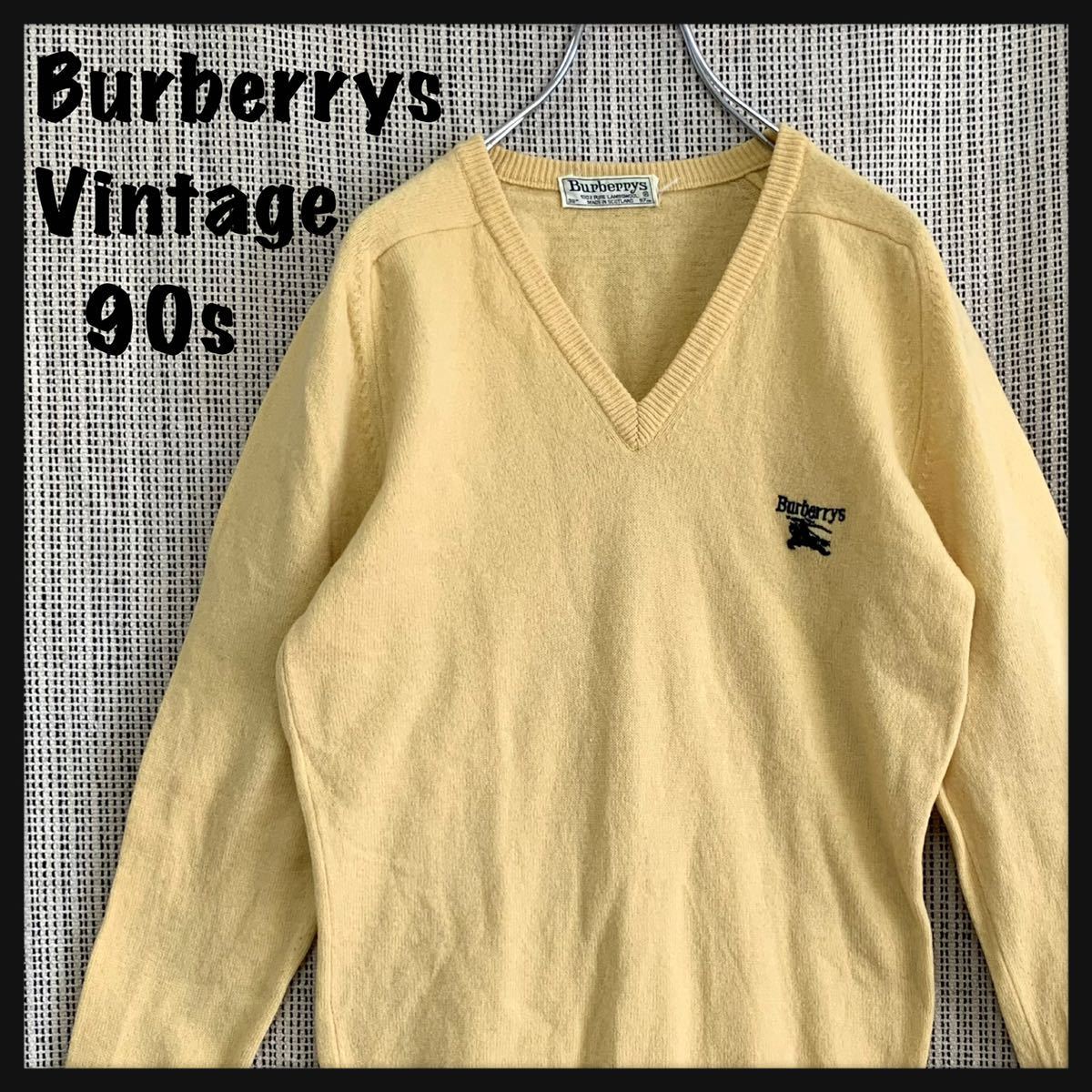 希少】90s SCOTLAND製 Burberrys バーバリー Vネックセーター ニット