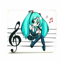 財布 初音ミク ボーカロイド 巡音ルカ 音符3頭 鏡音リン KAITO サイフ さいふ 二つ折り はつねみく_画像1