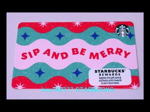 スターバックス・カード・紙製●北米限定●2022年ホリデー●SIP AND BE MERRY●クリスマス●海外スタバ