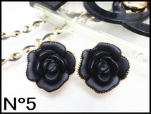 ■NO5■ブラックカメリアフラワーお花ピアス/ゴールド/新品18KGP/カメリヤ/ローズ薔薇/大ぶり/おおきめ/キャバ/衣装 仮装 舞台 きれいめ_画像1