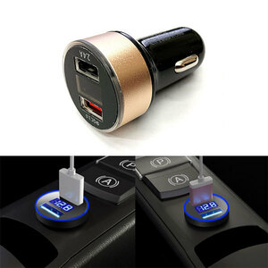  car charger cigar socket cigar USB charge 2 port iPhone smartphone sudden speed charge mobile in-vehicle Gold free shipping 