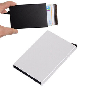 カードケース 磁気防止 クレジット スキミング防止 アルミ スライド式 カード入れ ポイント消化 送料無料 シルバー