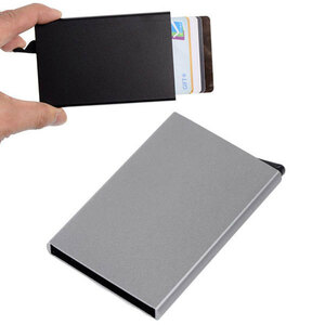 カードケース 磁気防止 クレジット スキミング防止 アルミ スライド式 カード入れ ポイント消化 送料無料 グレー