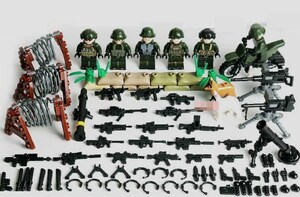 野戦部隊6体　バイク武器つきセット　戦争軍人軍隊マンミニフィグ LEGO 互換 ブロック ミニフィギュア レゴ 互換t30