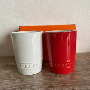 LE CREUSET ル・クルーゼ ペアマグカップ レッド ホワイト2点セット　ペア