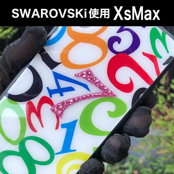新品　iPhone Xsmaxケース オシャレな数字デザイン　強化ガラスケース メンズ　モード　ストリートスワロフスキーSWAROVSKiクリスタル使用