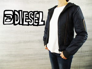 M352c DIESEL* winter thing * lady's diesel < thin short knitted hood jacket >S size jumper blouson *Ricicli17