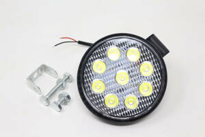 防水丸型車載LED補助灯・作業灯・路肩灯 ホワイト 12V/24V対応 9LED 1個 タイヤ灯や荷台の作業灯 デッキライト ワークライト 軽トラ 積載車