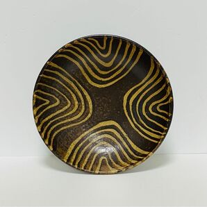 【新品、未使用】沖縄 やちむん 南陶窯 久場政一作 灰釉波紋6足皿