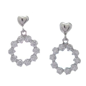  earrings K10 white gold Circle design earrings Heart Cubic Zirconia CZ 10 gold K10WG