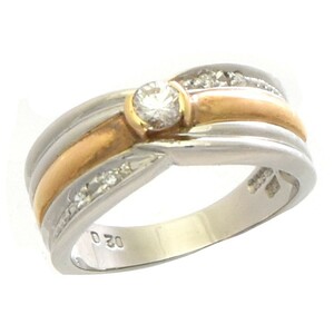  ring K18*Pt900 diamond 0.20ct weight 6.5g size 11 number lady's jewelry ring 