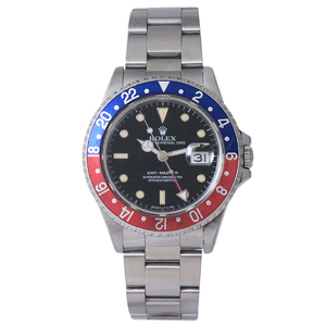 ロレックス メンズ腕時計 GMTマスター 赤青ベゼル 自動巻き ステンレススチール ブラック文字盤 N番 16700 ROLEX