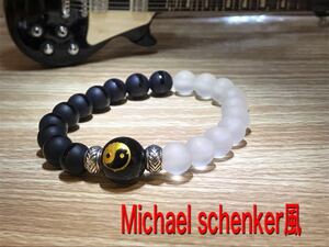 天然石ブレスレット ★艶消しバージョン★フロスト★パワーストーン★マイケルシェンカー★Michael schenker★DEAN★12mm★オニキス★即決