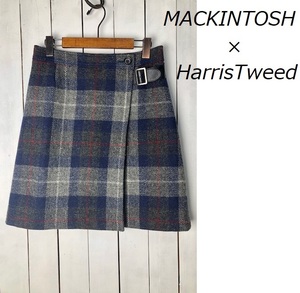 MACKINTOSH×HarrisTweed ツイードウールラップミニスカート 38 ハリスツイード マッキントッシュ フィロソフィー 厚手 三陽商会 ●252