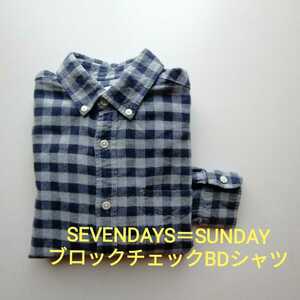 SEVENDAYS＝SUNDAY★ブロックチェック★BDシャツ★美USED★M