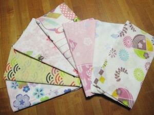 *送料無料*新品*ガーゼ手ぬぐい７枚*3３×8５㎝*二重袷*桜蝶紫陽花千鳥青海波*