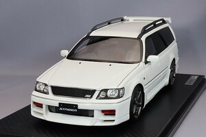 イグニッションモデル 1/18 日産 ステージア 260RS (WGNC34) ホワイト / GT-R(R34) 純正 18インチ ホイール IG2886