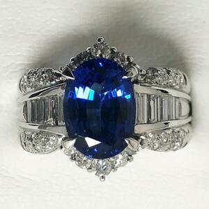  free shipping used ring ring tanzanite diamond platinum Pt900 T3.24ct D0.93ct 145098