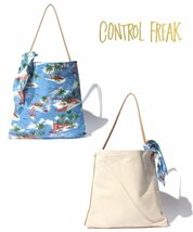 送料185円　キャセリーニ CONTROL FREAK コントロールフリーク　リバーシブルアロハプリントトート　ブルー_画像2