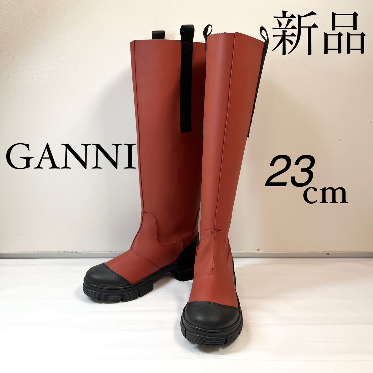 GANNI ガニー レザー×ラバー ショートブーツ グリーン 23cm|PayPayフリマ