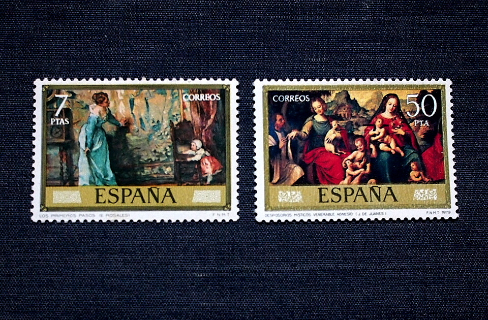 Spanische Briefmarke 2 Arten von Gemälden unbenutzt Rosales, Fanes 1974･79, Antiquität, Sammlung, Briefmarke, Postkarte, Europa