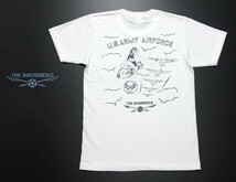 極厚 ミリタリーTシャツ M メンズ ブランド 厚手 ARMY AIRFORCE エアフォース 手書き 白 ホワイト_画像5