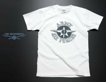 極厚 ミリタリーTシャツ M メンズ ブランド 厚手 ARMY AIRFORCE エアフォース 手書き 白 ホワイト_画像4