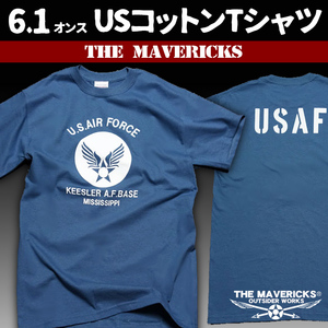 Tシャツ メンズ 半袖 S おしゃれ アメカジ 40代 50代 USAF エアフォース MAVERICKS ブランド 青 ブルー